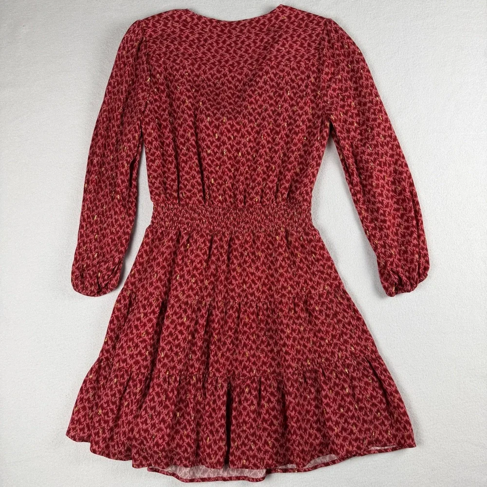 Paige Women's Sandee 3/4 Sleeve A-Line‎ Ruffle Hem Dress Papaya Multi Small